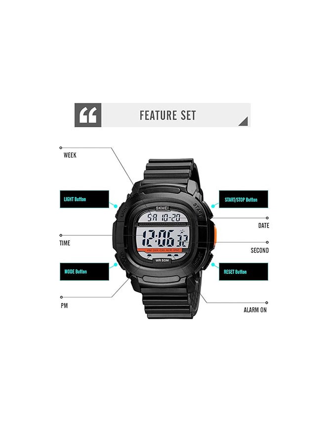 SKMEI Men's 1657 Sport LED Silicone Strap Back Light Chronograph Wristwatch - 49 mm - Blue Camouflage - Image 5