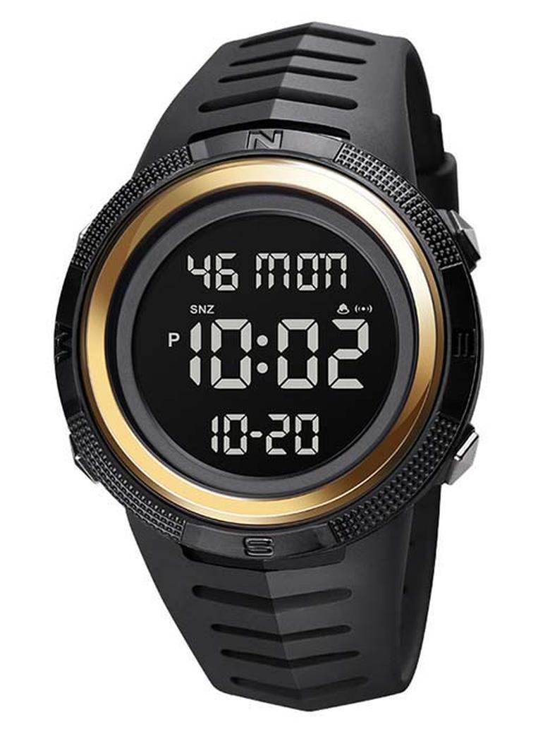 سكمي ساعة يد رقمية مضيئة مضادة للماء بتصميم رياضي وتتميز بعرض التقويم والتاريخ طراز 1632 للرجال - Image 1