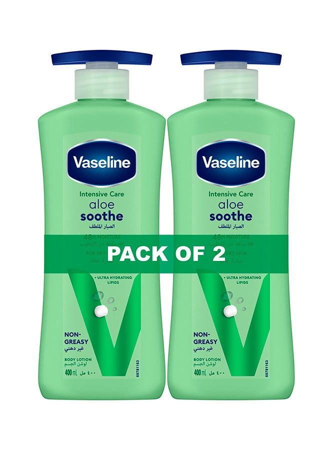 Vaseline Pack Of 2 Aloe Soothe Body Lotion Green 400ml 