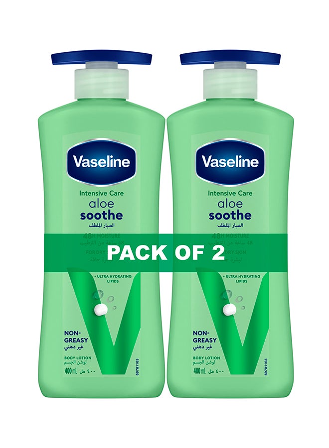 Vaseline - Pack Of 2 Aloe Soothe Body Lotion Green 400ml - Image 1