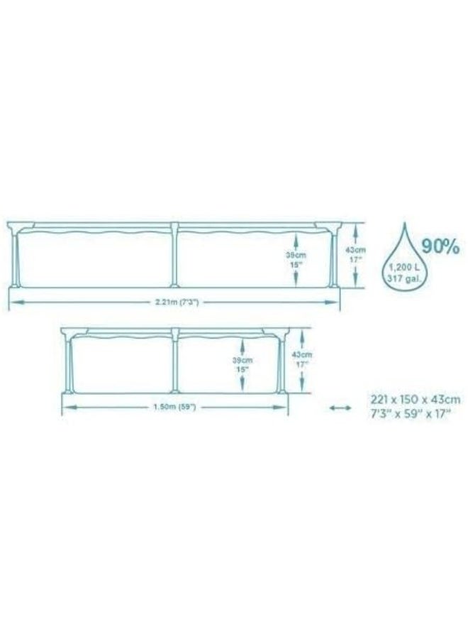 Bestway Steel Pro 7'3" x 59" x 17" Pool 221x150x43cm  - Image 3