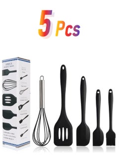 5 In 1 Pot Spatula Silicone Baking Tool Set Black 29x7x7cm