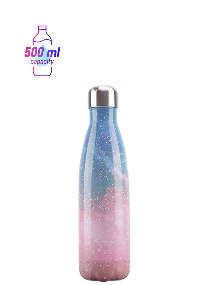 Generic - Vacuum Insulated Double Wall Stainless Steel Water Bottle 500 ML Pink/Blue 28x7.5cm - Image 1