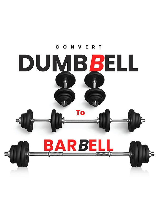 Sparnod Fitness Adjustable Dumbbell & Barbell Weight Set with 4 Rods and 14 Plates - Dumbbells with Anti-slip Grip, Barbell rod & Carry Case (SD-30) 30kg - Image 4