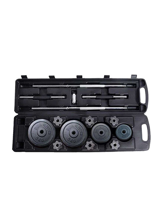 Sparnod Fitness Adjustable Dumbbell & Barbell Weight Set With 4 Rods And 14 Plates - Dumbbells Anti-Slip Grip 50kg - Image 1