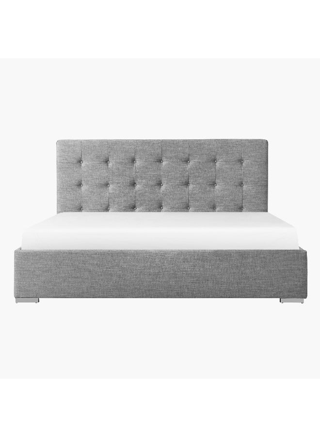 هوم بوكس سرير أوكلاند بتصميم منجد مقاس كينج رمادي / أبيض - Image 1