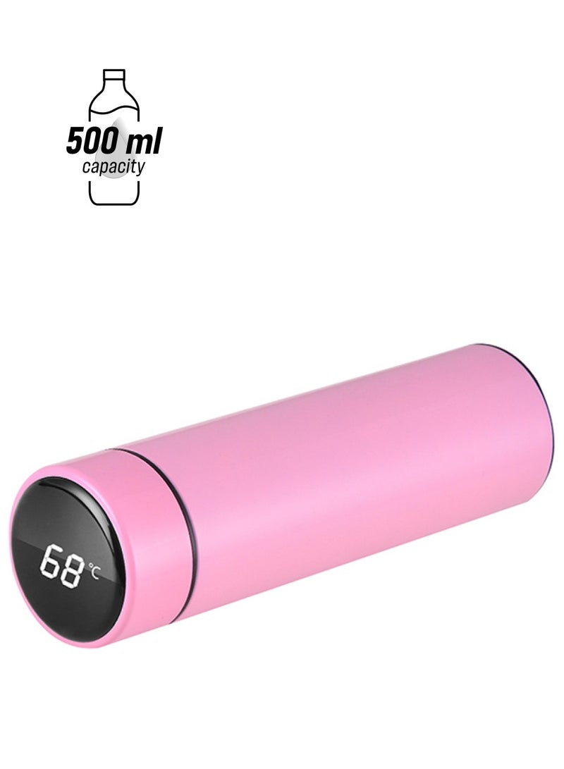 LED Stainless Steel Temperature Measuring Mug Pink 9.1x2.6inch