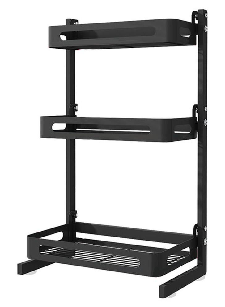 Spice Rack Organizer 3 Tier Countertop Utensil Holder Freestanding Shelf For Jars Bottles Cutlery Chopping Board With 3 Hooks Black 31*9*23cm - Image 1