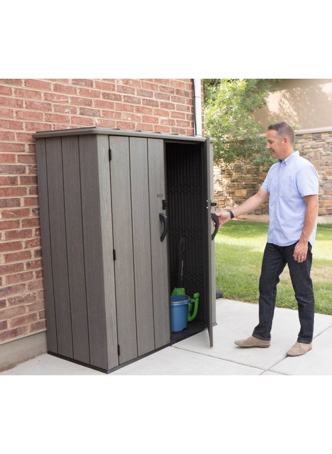 Lifetime - 60209 Vertical Storage Shed 53 Cubic Feet Roof Brown 74 X 142 X 174 Cm Roof Brown 143 x 78.6 x 174.5cm - Image 1