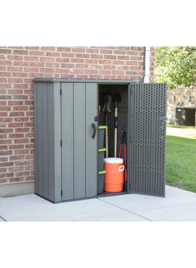 Lifetime - 60209 Vertical Storage Shed 53 Cubic Feet Roof Brown 74 X 142 X 174 Cm Roof Brown 143 x 78.6 x 174.5cm - Image 1
