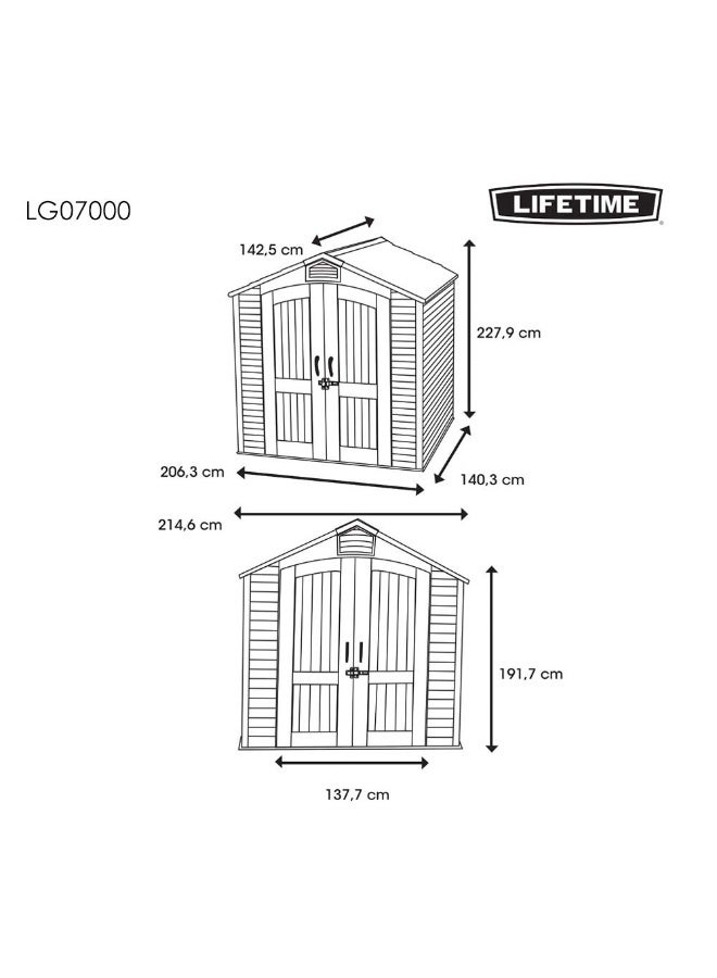 Lifetime - Outdoor Garden Storage Shed - 7 Ft. X 4.5 Ft. tan 214 x 142 x 227cm - Image 1