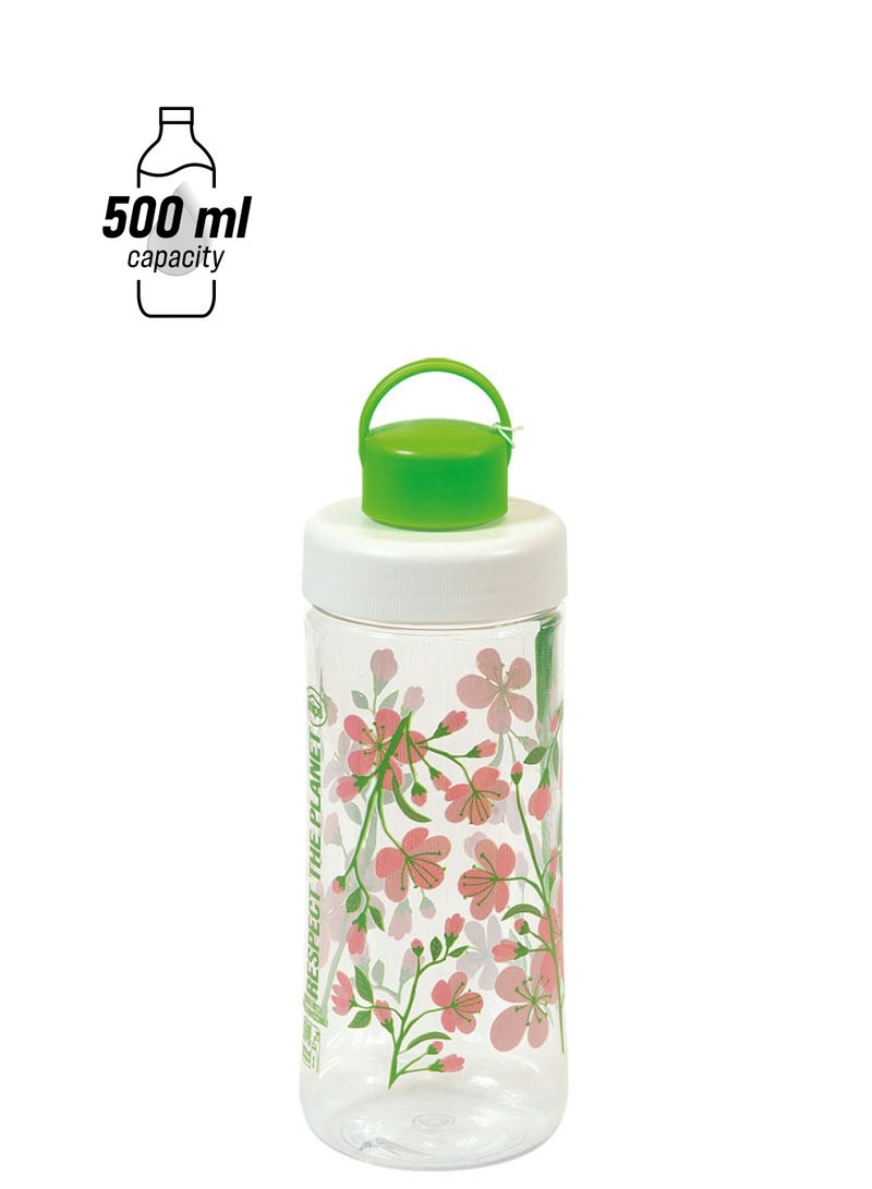 Snips Printed Water Bottle Green/Clear/Pink 21x7.5cm - Image 1