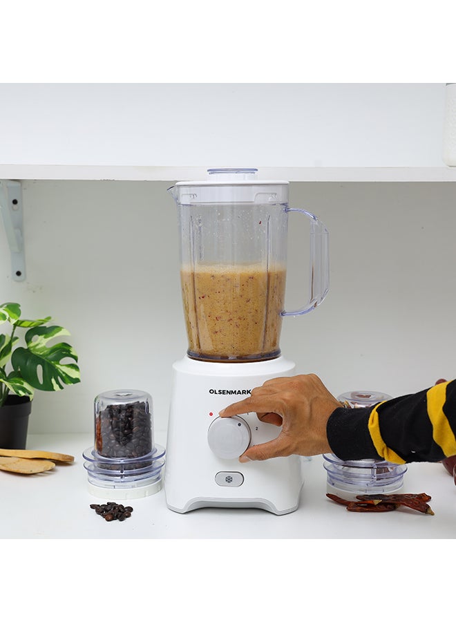 3 In 1 Blender With Stainless Steel Blades, Safety Lock Protection, Powerful Motor, 1.6 Litre Capacity Jar 1.6 L 550 W OMSB2402N White
