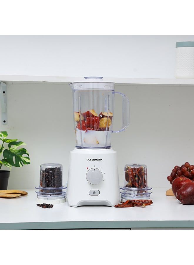 3 In 1 Blender With Stainless Steel Blades, Safety Lock Protection, Powerful Motor, 1.6 Litre Capacity Jar 1.6 L 550 W OMSB2402N White
