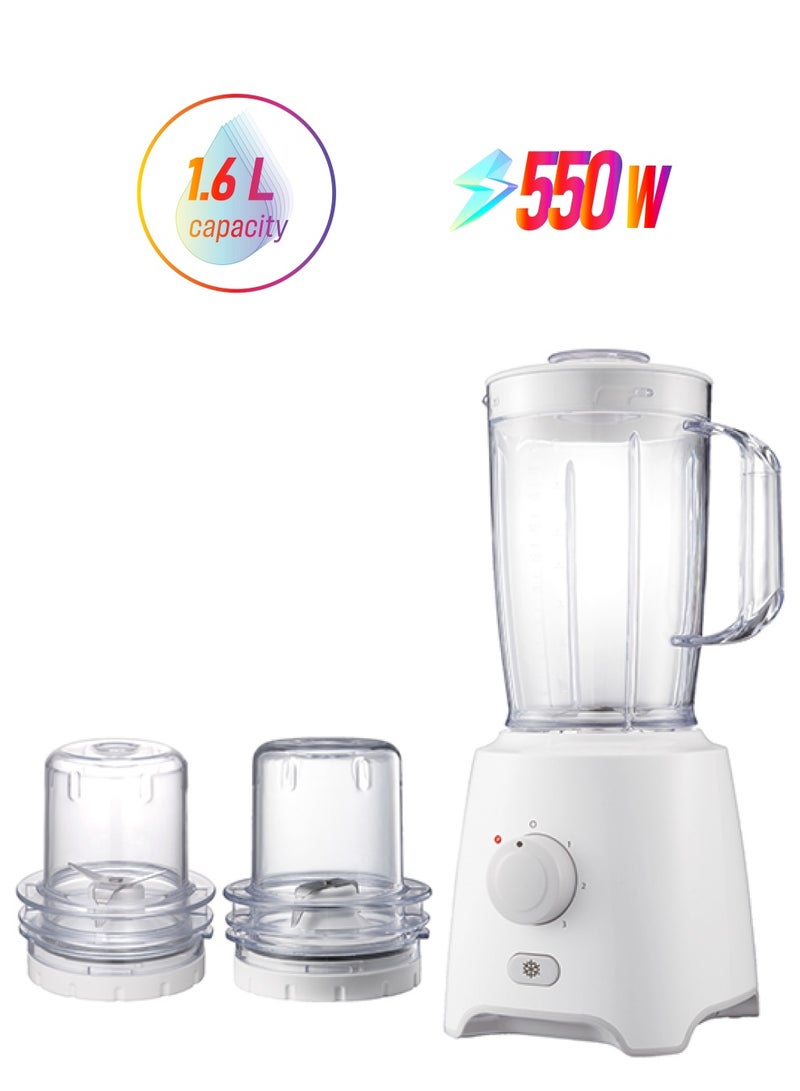 3 In 1 Blender With Stainless Steel Blades, Safety Lock Protection, Powerful Motor, 1.6 Litre Capacity Jar 1.6 L 550 W OMSB2402N White
