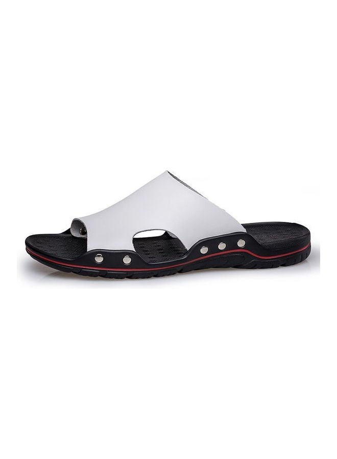 Summer Slippers Leather Sandals Non-slip Black/White  - Image 2