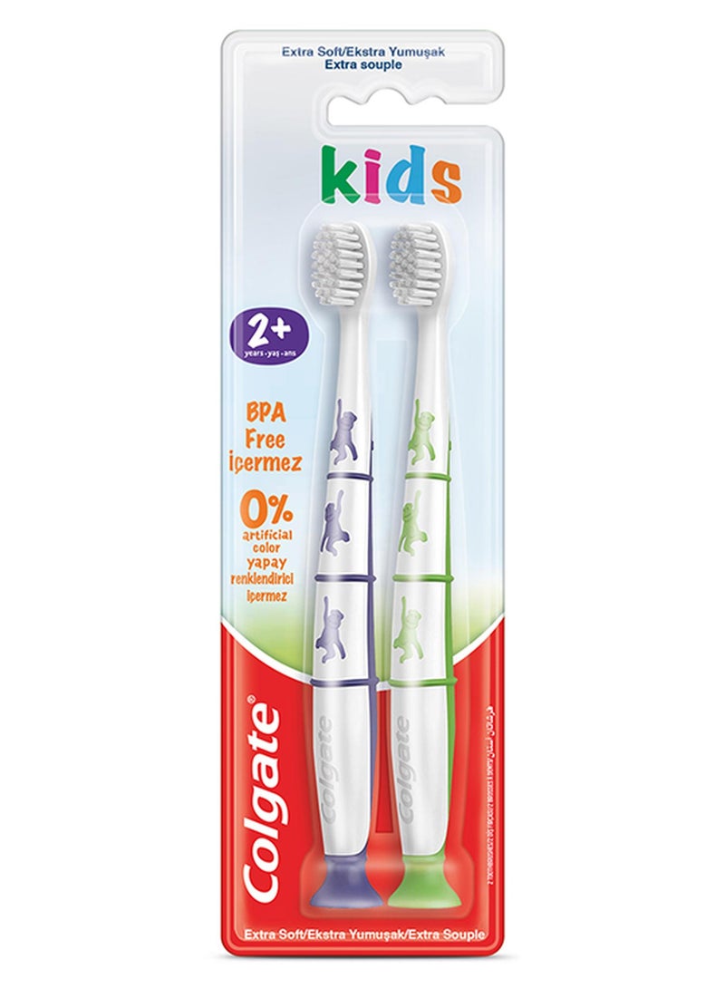 Colgate 2-Piece Kids Toothbrush Bpa-Free Extra Soft Multicolour - Image 1