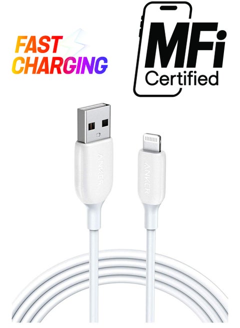 PowerLine III with USB A cable with Lightning connector 1.8M White
