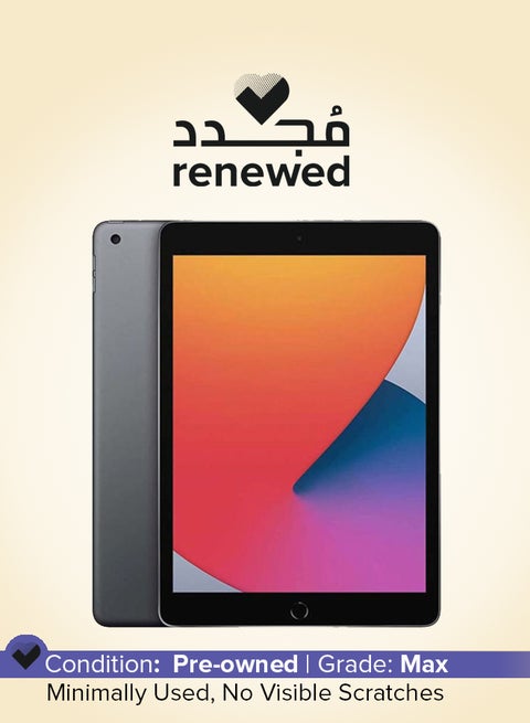 Renewed - iPad 2020 (8th Gen) 10.2-Inch 32GB Wi-Fi Space Grey - Middle East Version