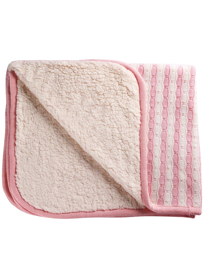 Moon Super Soft 100% Cotton Knitted And Fur Baby Blanket  - Image 1