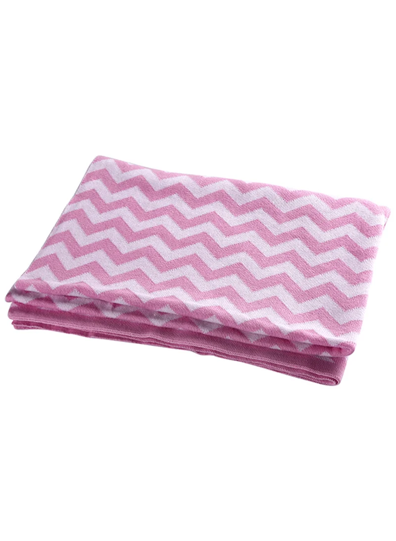 مون Comfortable Baby Blanket, Soft Stretchy Knitted Cotton Swaddle 70x90cm - Pink