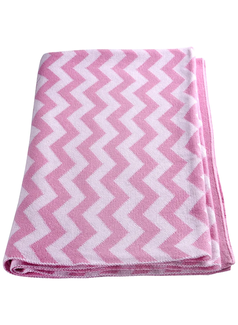 مون Comfortable Baby Blanket, Soft Stretchy Knitted Cotton Swaddle 70x90cm - Pink