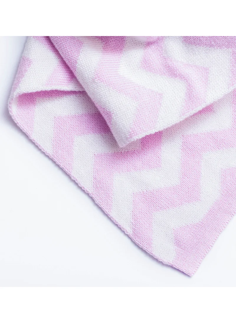 مون Comfortable Baby Blanket, Soft Stretchy Knitted Cotton Swaddle 70x90cm - Pink