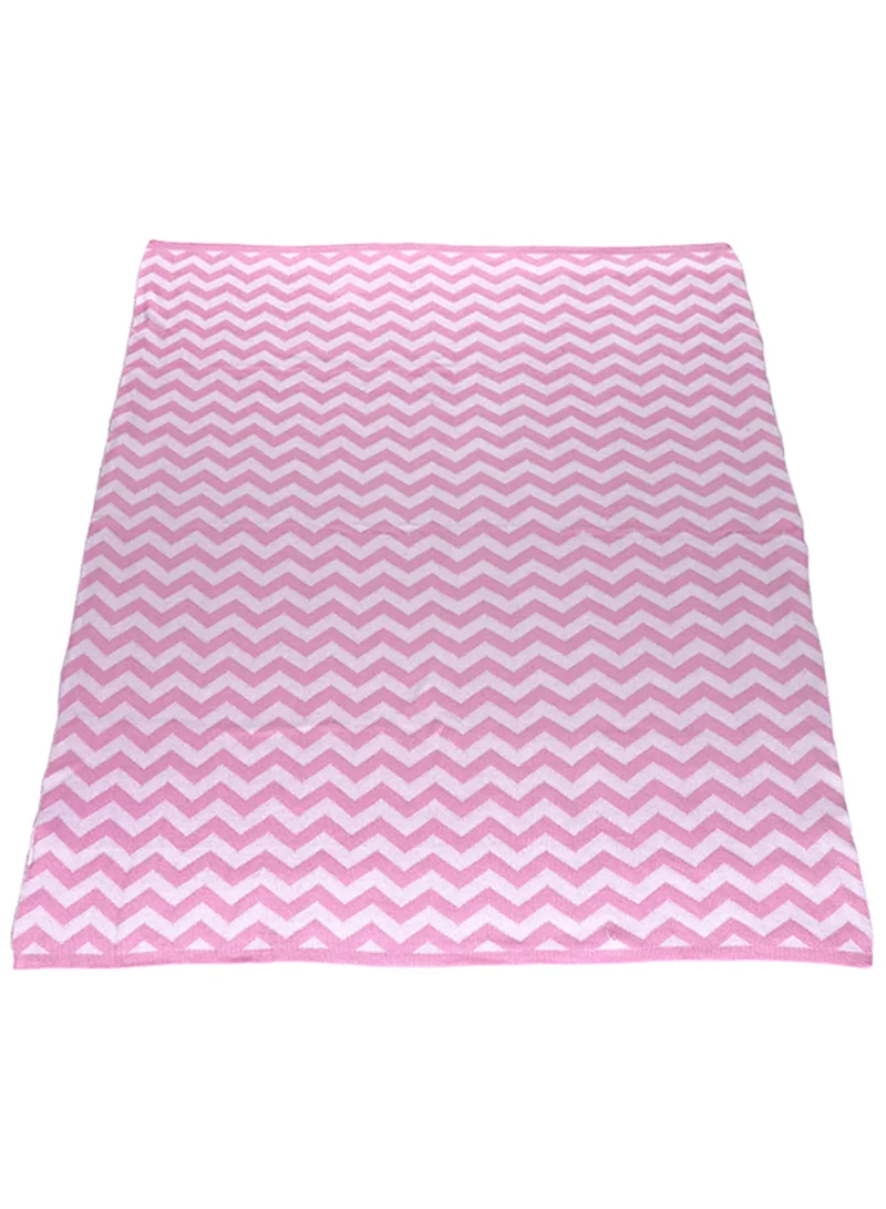 مون Comfortable Baby Blanket, Soft Stretchy Knitted Cotton Swaddle 70x90cm - Pink
