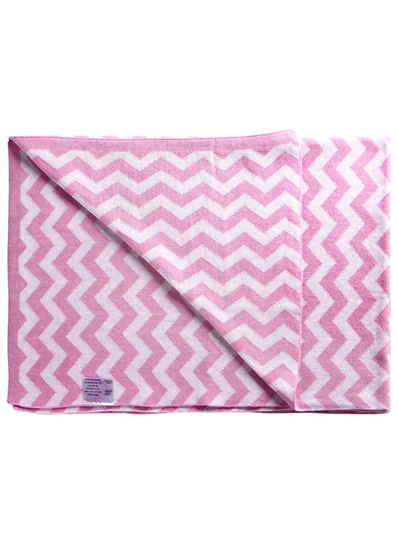 مون Comfortable Baby Blanket, Soft Stretchy Knitted Cotton Swaddle 70x90cm - Pink