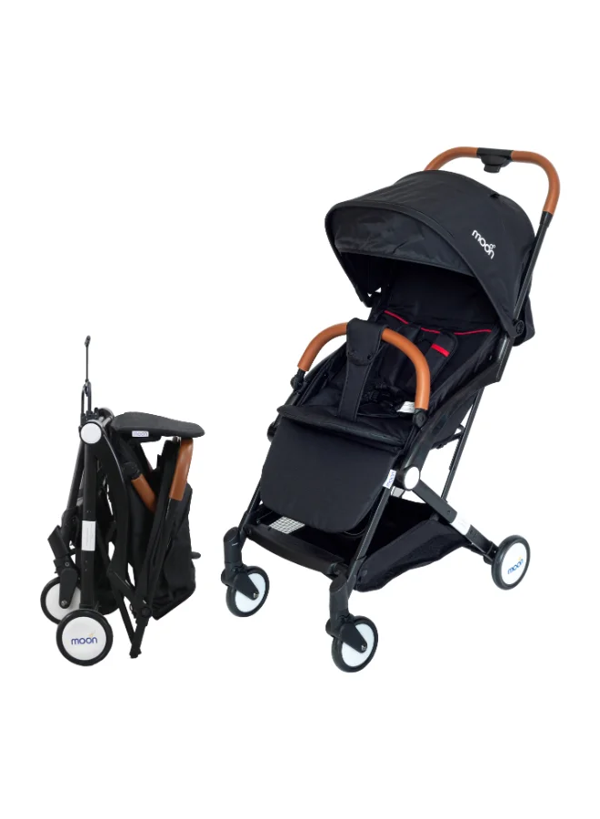 Moon Baby Ritzi - Cabin Stroller With Five-Point Seatbelts And Cushioned Shoulder Straps, 0 To 3 Years, 0 - 18 Kg, Oxford Black