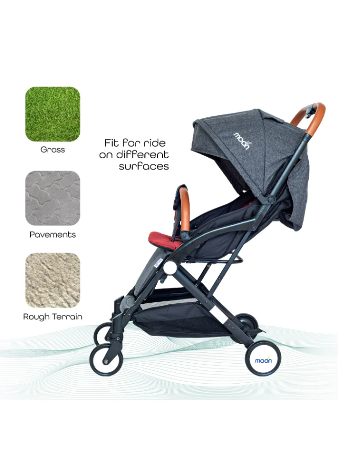 Moon Lightweight, Portable, Compact Baby Ritzi - Cabin Stroller, Black/Red, 0 To 3 Years, Upto 15 Kg