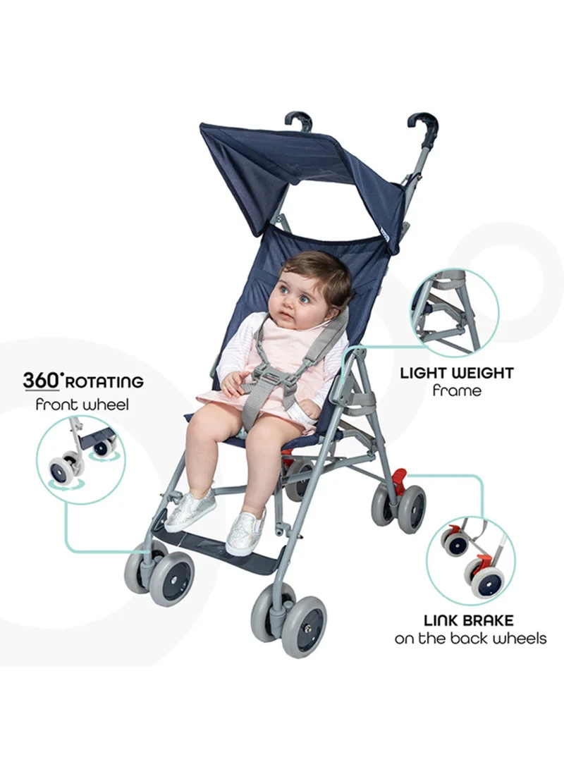 Moon Jet Baby Stroller – Lightest Buggy with Umbrella Fold, Wide Canopy, Compact And Travel-Friendly, for Babies 6m to 3yrs (up to 15kg) – Dark Blue