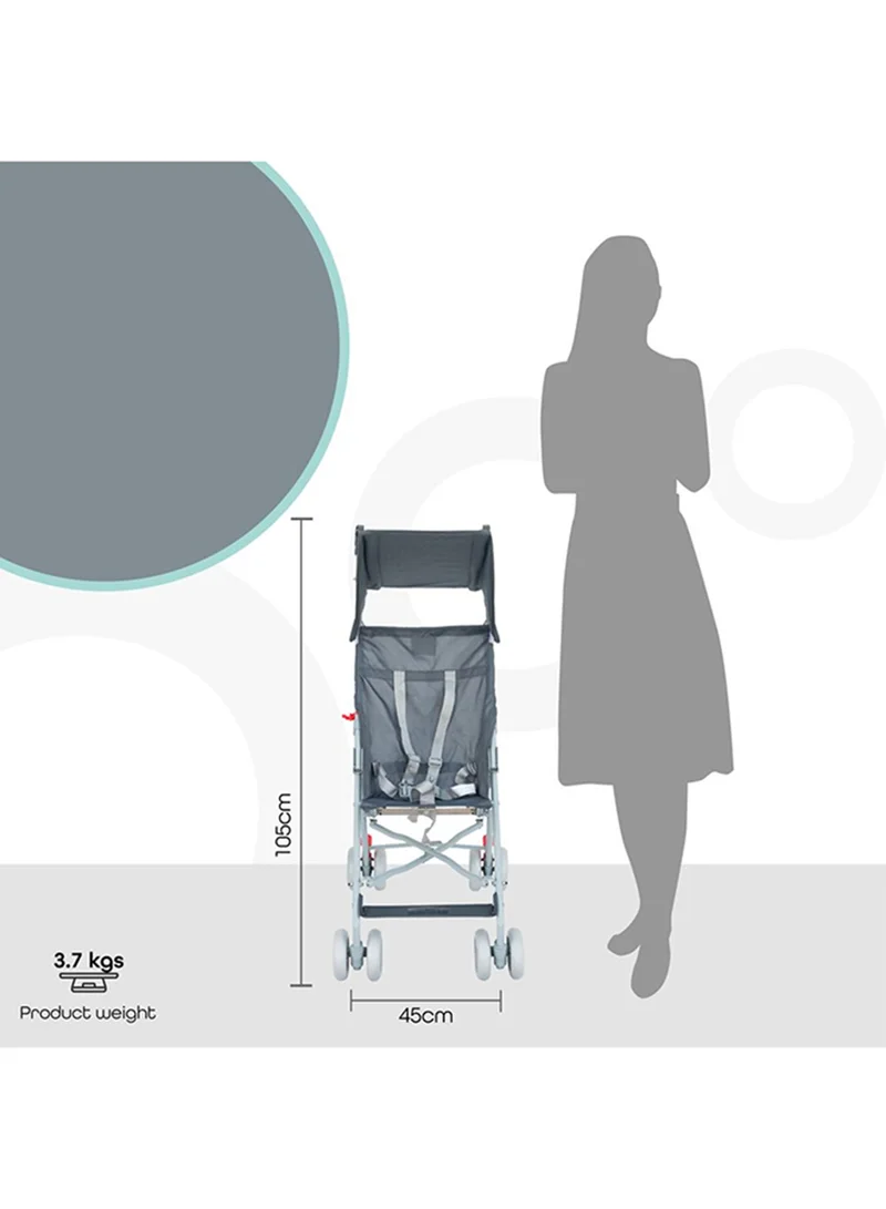 Moon Jet Baby Stroller – Lightest Buggy with Umbrella Fold, Wide Canopy, Compact And Travel-Friendly, for Babies 6m to 3yrs (up to 15kg) – Light Grey