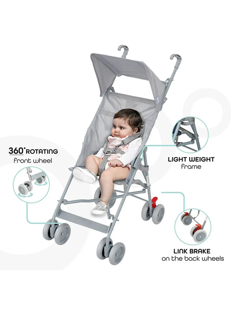 Moon Jet Baby Stroller – Lightest Buggy with Umbrella Fold, Wide Canopy, Compact And Travel-Friendly, for Babies 6m to 3yrs (up to 15kg) – Light Grey