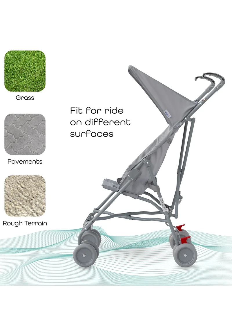 Moon Jet Baby Stroller – Lightest Buggy with Umbrella Fold, Wide Canopy, Compact And Travel-Friendly, for Babies 6m to 3yrs (up to 15kg) – Light Grey