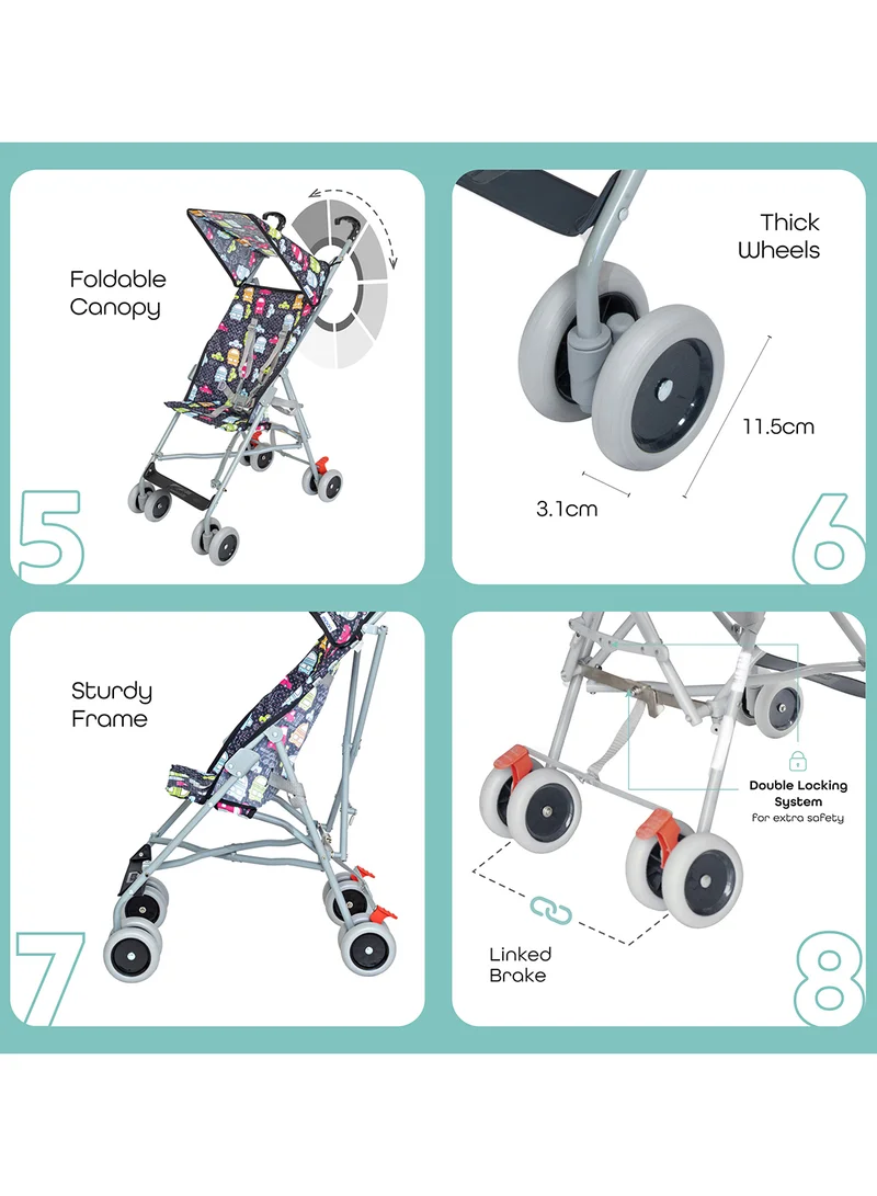 Moon Jet Baby Stroller – Lightest Buggy, Umbrella Fold, Wide Canopy, Compact for Travel, 6m to 3yrs (up to 15kg) – Printed Cars