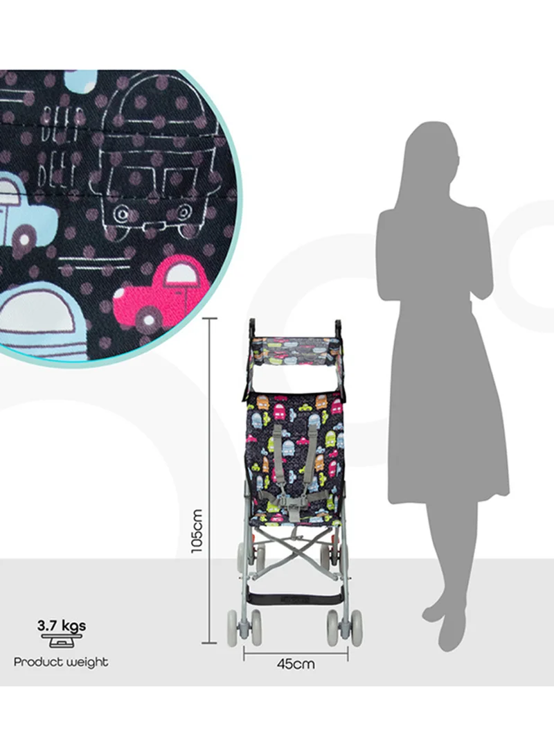 Moon Jet Baby Stroller – Lightest Buggy, Umbrella Fold, Wide Canopy, Compact for Travel, 6m to 3yrs (up to 15kg) – Printed Cars