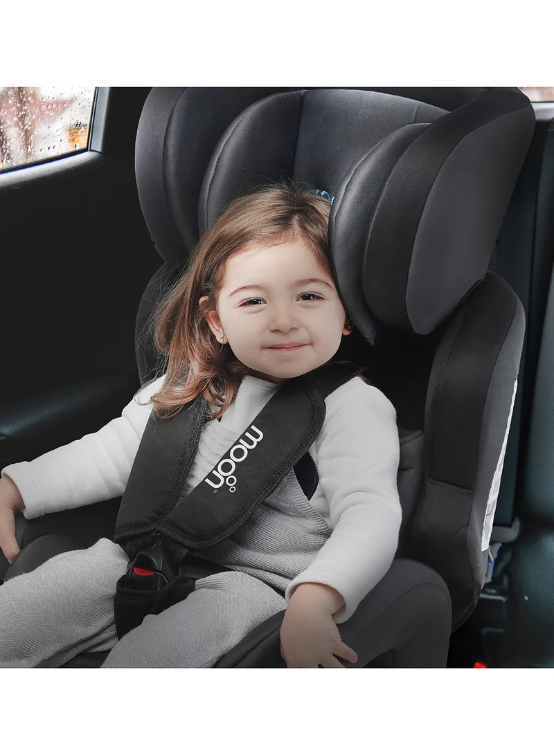 Moon Tolo Car Seat – Adjustable Headrest, Baby Travel Gear for 9 Months to 11 Years, Safety and Comfort Focused, Easy Install – Grey