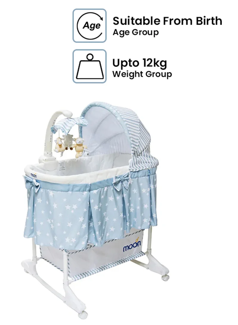 Moon 4-In-1 Convertible Soffy Baby Craddle Blue