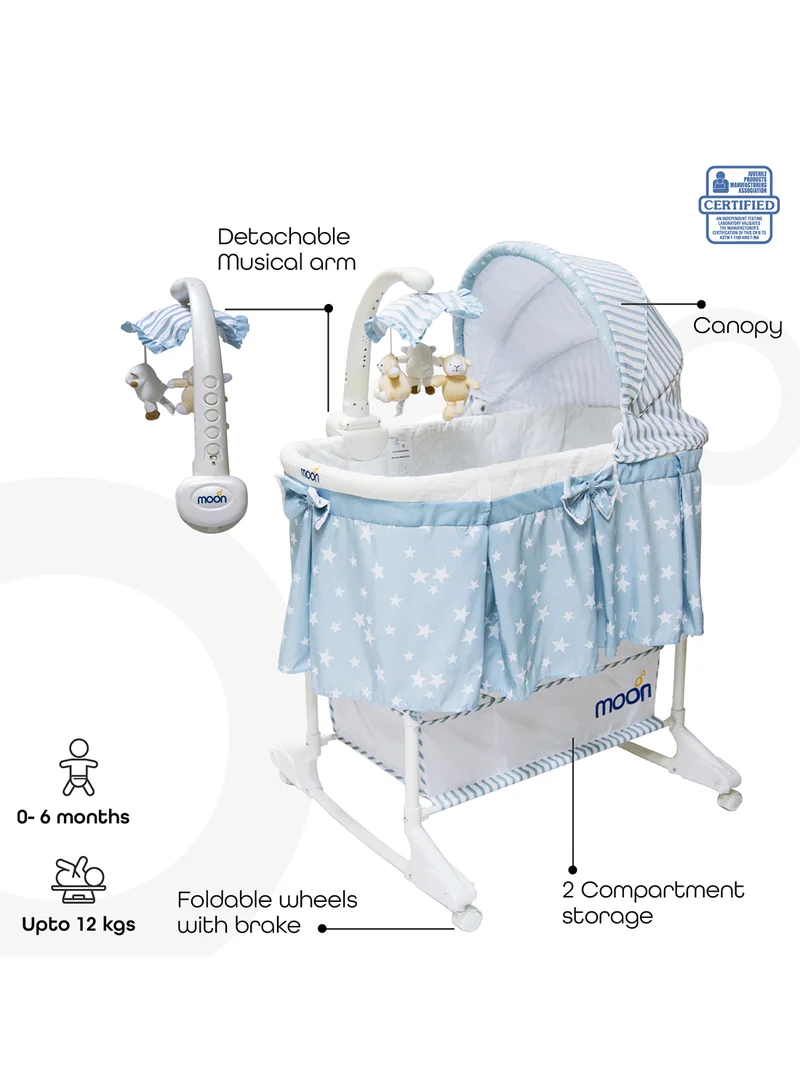 Moon 4-In-1 Convertible Soffy Baby Craddle Blue