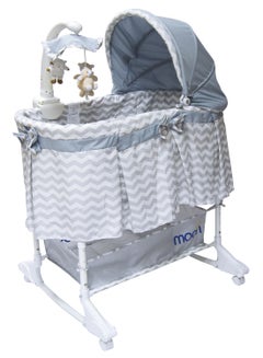 4 in 1 Comfortable Luxury Convertible Soffy Baby Cradle With Large Basket for Storage and Adjustable Canopy - Grey