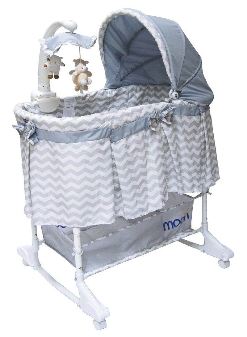 Moon 4 in 1 Comfortable Luxury Convertible Soffy Baby Cradle With Large Basket for Storage and Adjustable Canopy - Grey  - Image 1