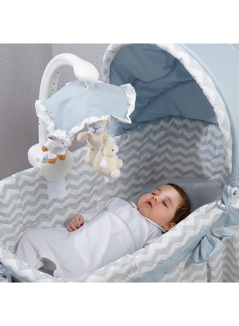 Moon - 4 in 1 Comfortable Luxury Convertible Soffy Baby Cradle With Large Basket for Storage and Adjustable Canopy - Grey - Image 1