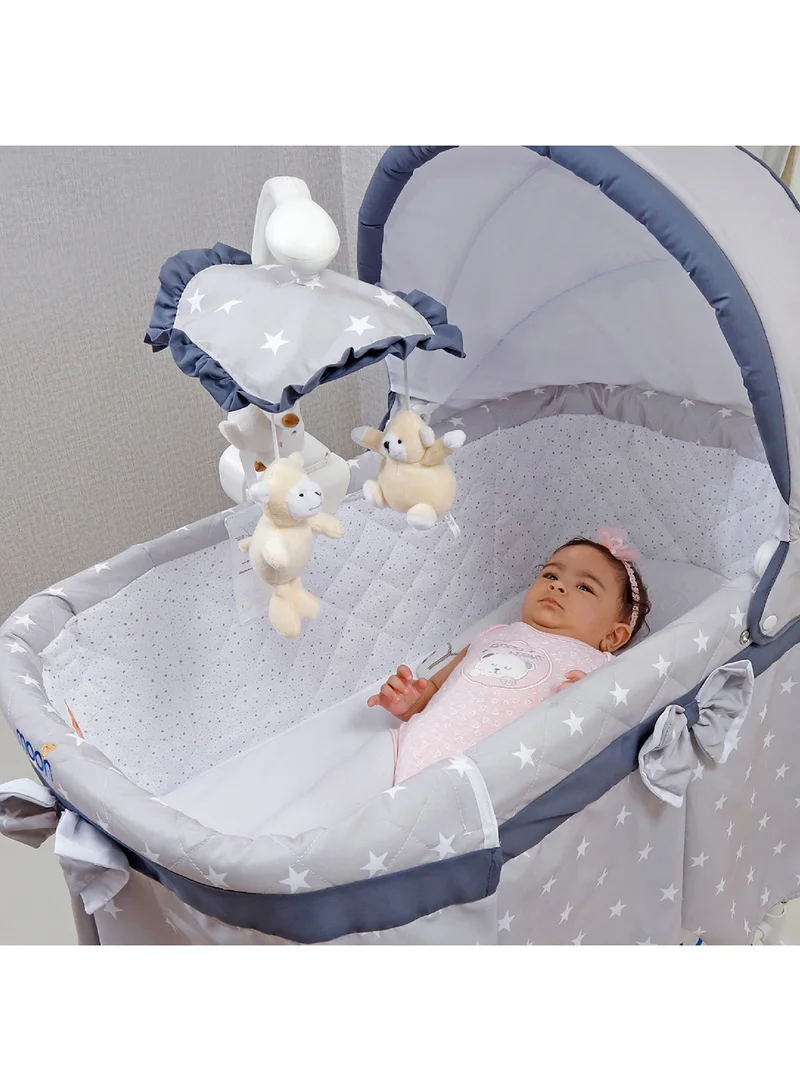 Moon 4 In 1 Convertible Soffy Baby Cradle - Grey Line