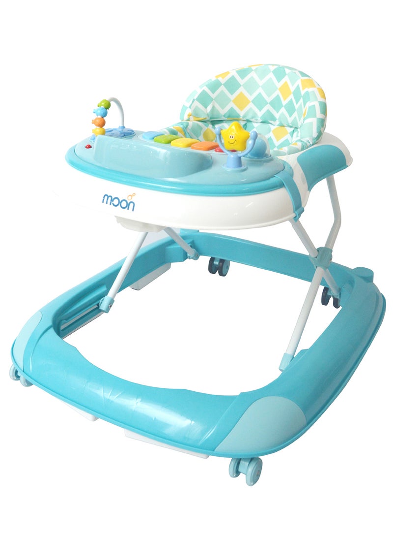 Moon Muv Height Adjustable Baby Musical Walker, 6-18 m - Blue Dino - Image 1