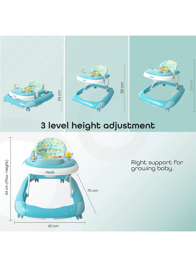 Moon Muv Height Adjustable Baby Musical Walker, 6-18 m - Blue Dino