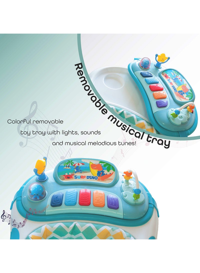 Moon Muv Height Adjustable Baby Musical Walker, 6-18 m - Blue Dino - Image 4