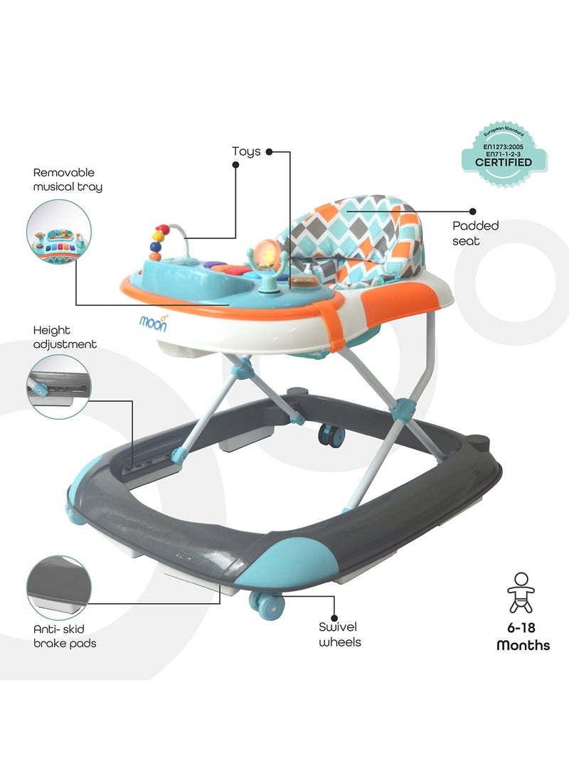 Moon Pace Height Adjustable Baby Musical Walker- Grey  - Image 2