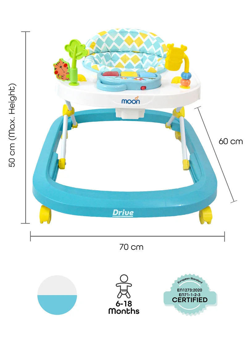 Moon Drive Height Adjustable Baby Musical Walker- Blue Fores