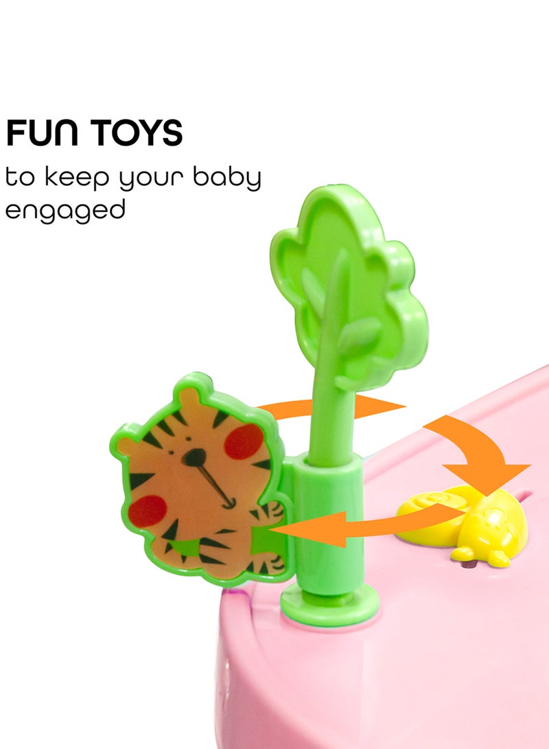 Moon Drive Height Adjustable Baby Musical Walker- Pink Forest  - Image 5